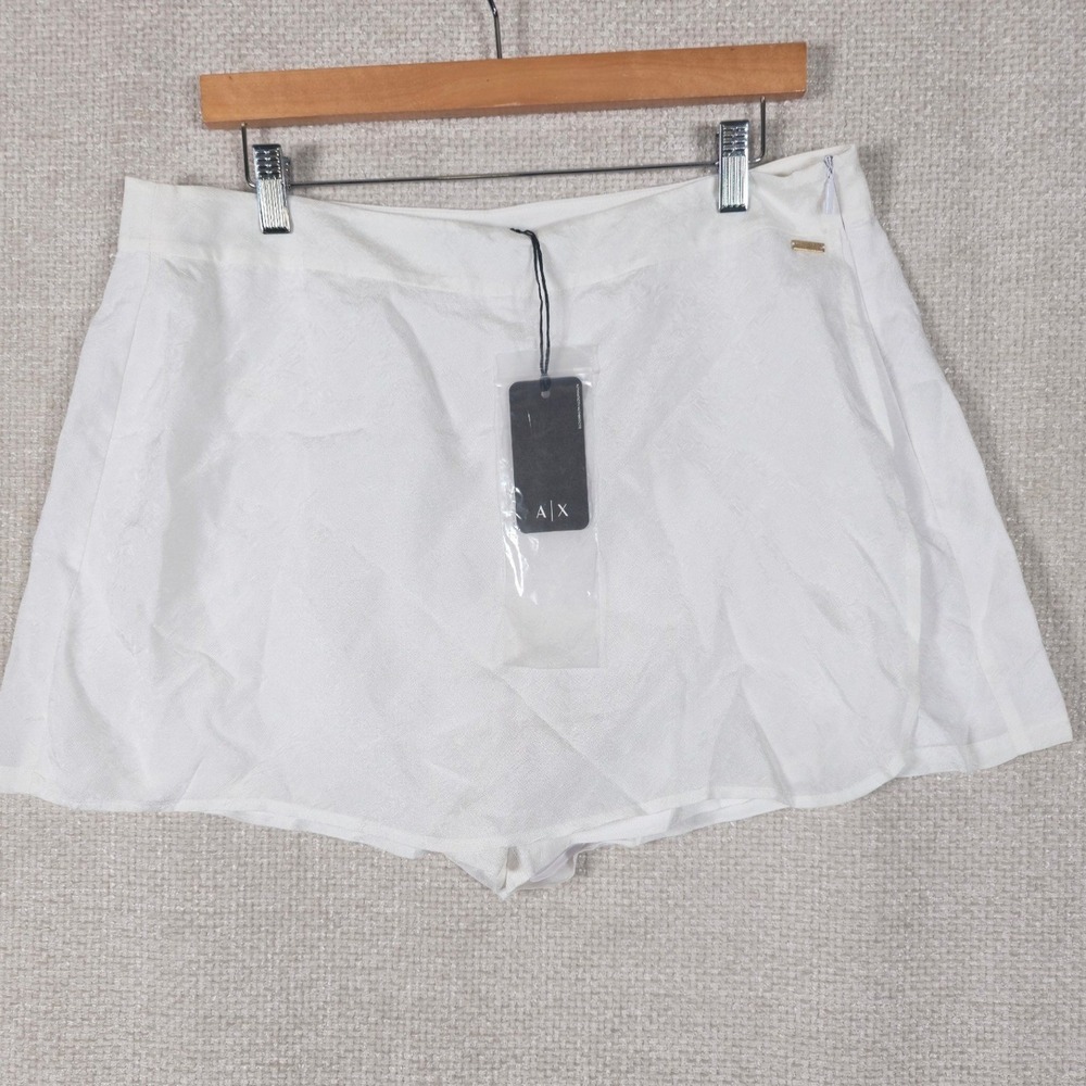 Armani Exchange Womens White Viscose Textured High‎ Waist Shorts Size 14 NWT